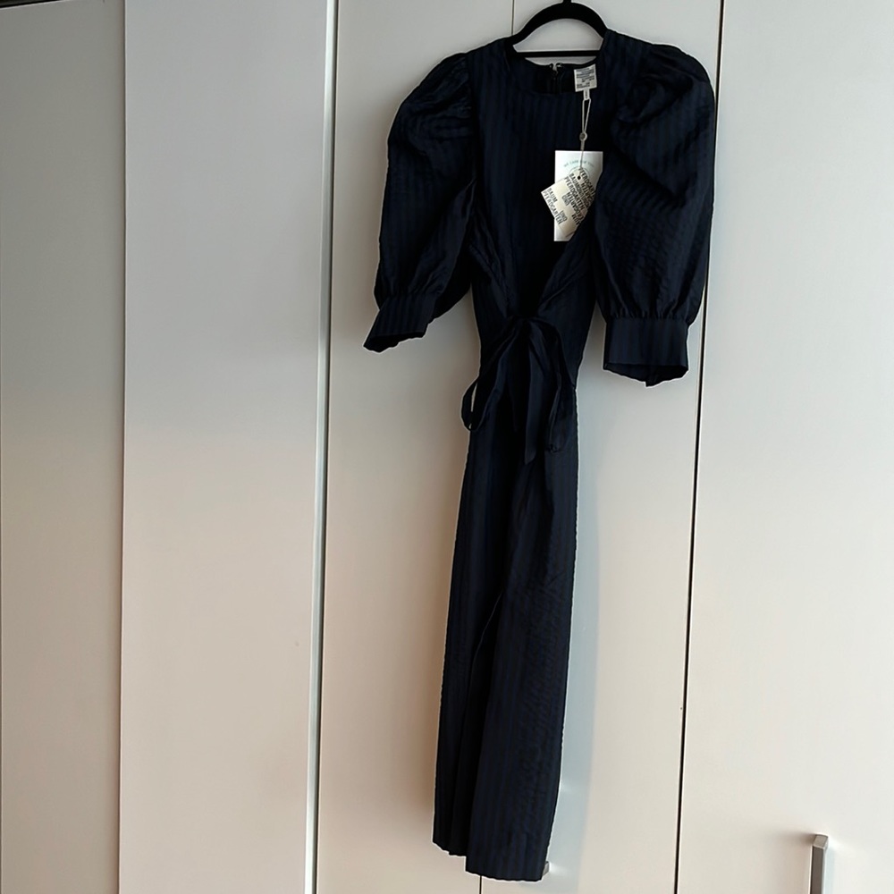 Baum Und PFERDGARTEN Alya Striped Midi Dress. Blue/Black Stripe. New w/ tags.